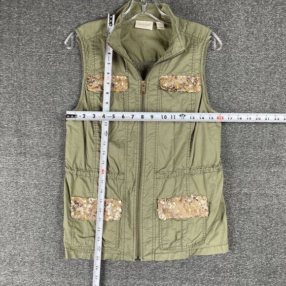 Chicos Womens Vest 0/S Green Office Work Career Sequin Capsule Everyday Minimal - Picture 10 of 13
